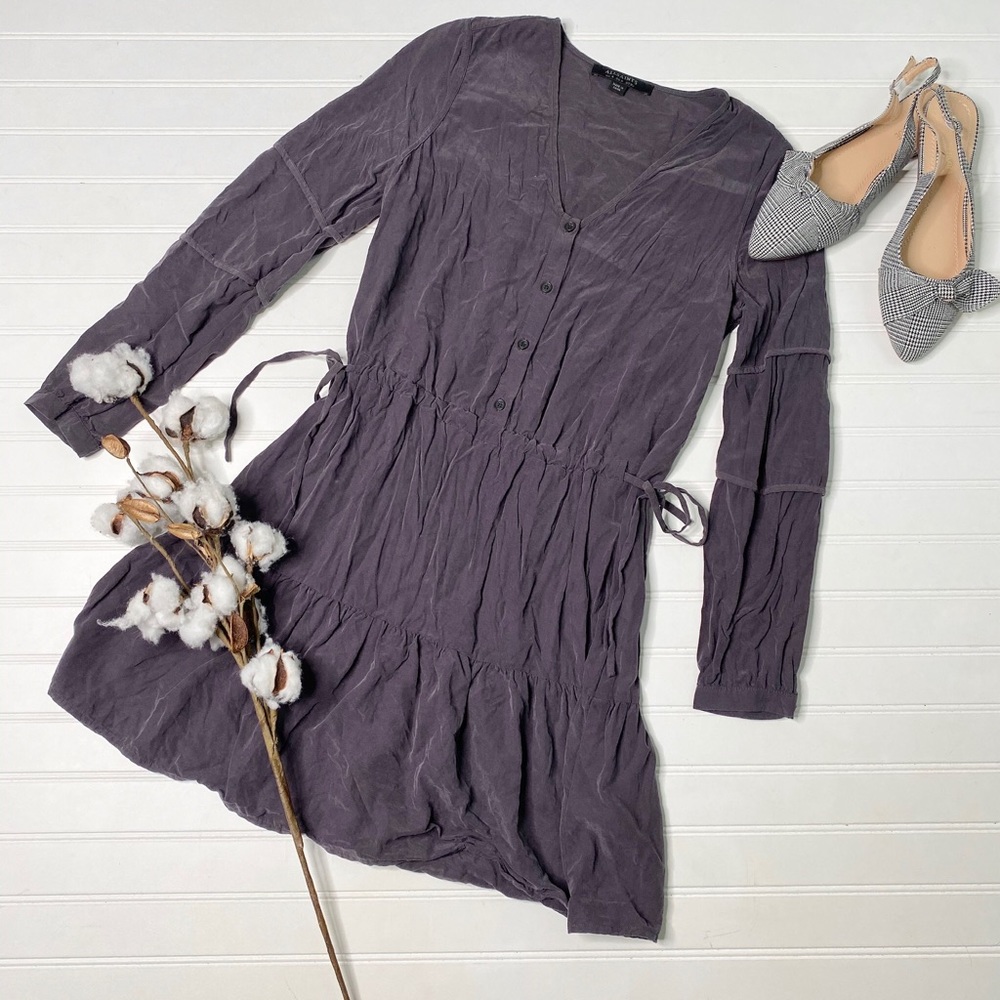 AllSaints Gray Purple Nora Dress - Picture 2 of 7